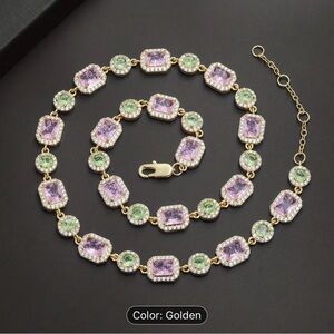 Elegant Gold and Purple Necklace Set